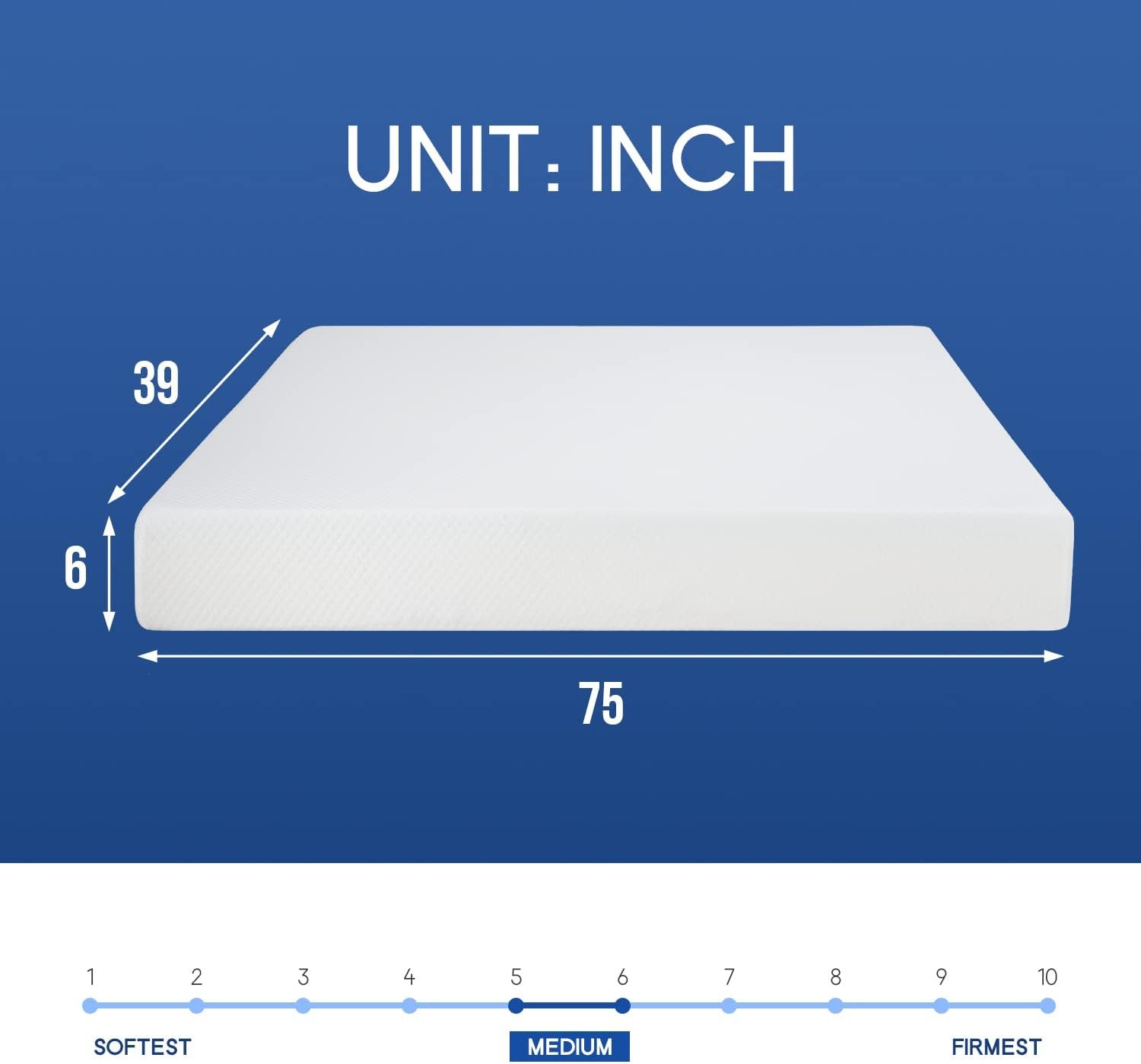 Twin Mattress 6 inch Gel Memory Foam Mattress Mattresses Medium Firm Mattresses for Cool Sleep Relieving Pressure Relief Certified Mattress in a Box