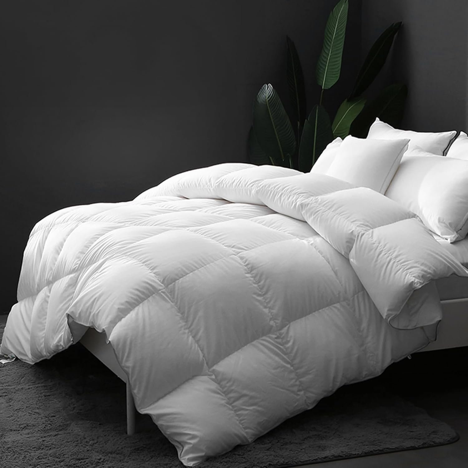 All-Year Down Duvet 220 x 240 cm Duvet Made of Goose Down and Feathers, Extra Soft Organic Cotton Quilted, Medium Transition Duvet, and Downpass, Down Duvet, White