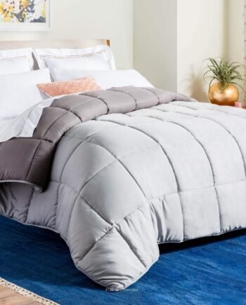 All-Season Duvet – Microfibre Double Duvet 10.5 Tog – Coverless & Reversible – , Down Alternative Quilt, Stone/Anthracite