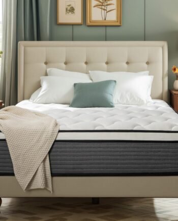 Mattress, 12 Inch Pillow Top Hybrid Mattress in a Box Medium Firm Fiberglass-Free, Soft Breathable Pressure Relief Memory Foam Pocket Innerspring Bed,  Certified