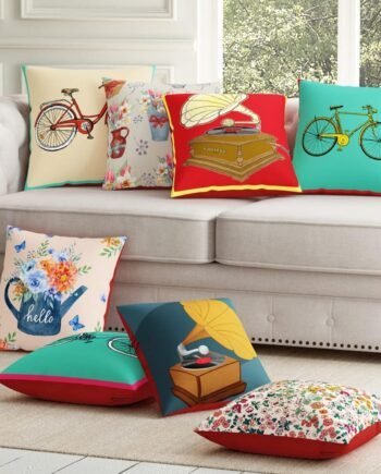 Cushion Covers 16 Inch x 16 Inch Set of 8 Pcs | Printed Polyester Cushions for Sofa | Decorative Cushion Pillow | Square Pillow Covers for Sofa Living Room