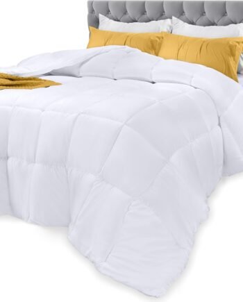 Down Alternative Comforter (King, White) - All Season Comforter - Plush Siliconized Fiberfill Duvet Insert - Box Stitched