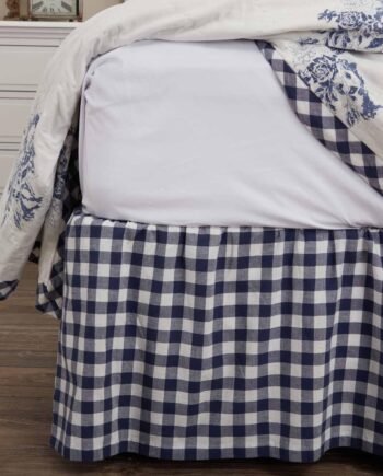King Bed Skirt, 78" W x 80" L x 16" Drop, Farmhouse, Country, Cottage Bedding, Checked Gingham Dust Ruffle
