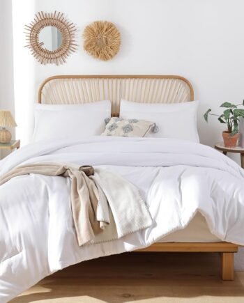 White Queen Comforter Set, 3pcs(1 Boho White Comforter & 2 Pillowcases) All Season Soft Bedding Lightweight Bedspread Blanket Quilt