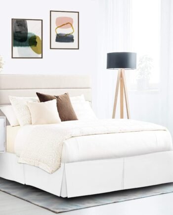 Luxury Pleated Full Bed Skirt with Split Corners - 800 Egyptian Cotton, 16" Drop, Box Pleated Dust Ruffle, Easy Fit Design (White, Full)