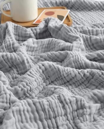 Cooling Throw Blanket for Hot Flashes Muslin Throw Blanket 100% Cotton Throws Gauze Blanket All Season Soft Lightweight Breathable Blanket (Light Grey, 55"x75")