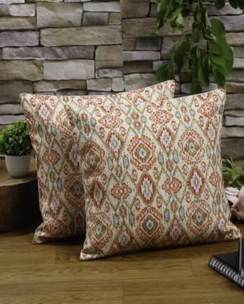 Printed Canvas Cushion Covers/Soft Pillow (16 INCH x 16 INCH OR 40cm x 40cm) - Set of 2, Cream Color