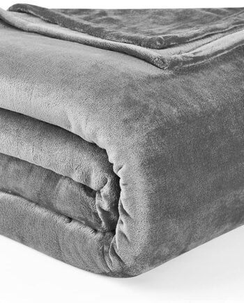 Fleece Blanket Twin Size Grey, Soft Cozy Twin Blanket, Fuzzy Flannel Lightweight Blanket for Bed, Sofa, Couch, Travel, Camping, 60 x 80 Inches
