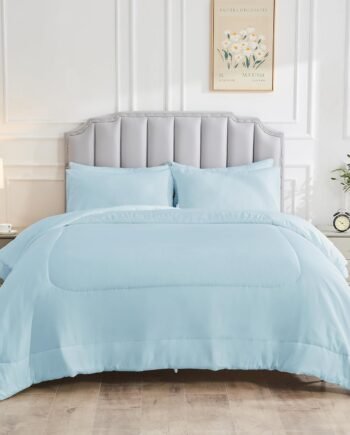 Cooling Comforter Queen Size, Down Alternative Summer Blanket 88×88 inches, Duvet Rayon Shell Lightweight Breathable for Hot Sleeper, 8 Corner Tabs, Blue