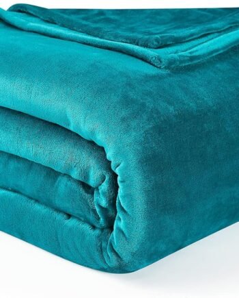 Fleece Blanket Twin Size Teal, Soft Cozy Twin Blanket, Fuzzy Flannel Lightweight Blanket for Bed, Sofa, Couch, Travel, Camping, Teal, 60x80 Inches
