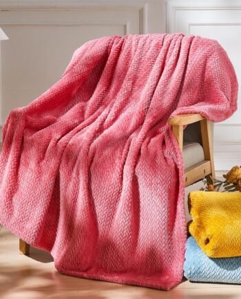 Super Soft Twin Blanket Coral Pink Premium Silky Flannel Fleece Leaves Pattern Lightweight Bed Blanket All Season Use (Coral Pink, Twin(60"x80"))