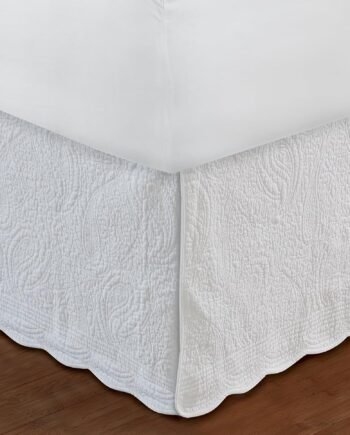 Paisley Quilted Bed Skirt, , White