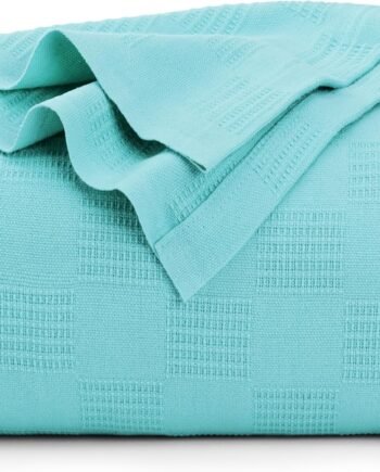 Mint 100% Cotton Blanket [Queen Size - 90x90 Inch] 350 Lightweight, Soft and Breathable Thermal Blanket for All Seasons