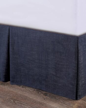 Camden Nubby Blue Bed Skirt, Super  Size, Navy Solid Color, Classic Traditional Style Luxury Bedding